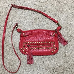 Cochin red leather studded crossbody bag